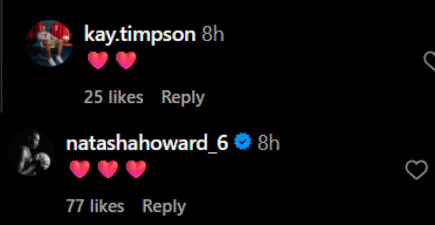 Natasha Howard and Makayla Timpson’s comment on DeWanna Bonner’s Instagram post